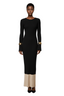 COSMINA Women's Elegant Color Block Long Sleeve Maxi Sweater Dress