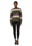 Dazy-Less Women's Casual Loose Striped Drop Shoulder Knit Sweater