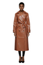 Double Breasted Faux Leather Trench Coat