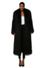 Elegant Women's Long Faux Fur Coat Loose Fit Long Sleeve Collar With Pockets Hem Black