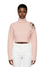 Flower Cropped Turtleneck Sweater