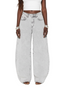 KIZN Wide Leg Balloon Jeans Washed Light Baggy Palazzo Pants