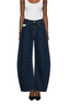 KIZN Wide Leg Denim Jeans Barrel Cut High Waisted Raw Indigo