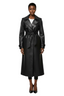 Minimalism Solid PU Leather Trench Coat