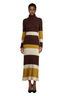 Lilora Women's Color Block High Neck Long Sleeve Maxi Knit Dress
