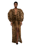 MUSERA Deep V Neck Loose Fit Tassel Detail Zebra Print Elegant Long Sleeved Maxi Dress