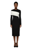 SHEIN Veneréa Women's Color Block Crew Neck Fitted Long Sleeve Sweater Dress