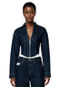 KIZN Denim Zip Front Cropped Jacket High Fashion Corset Style