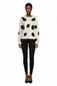 Vesra Women's Elegant Warm Polka Dot Print Crew Neck Sweater