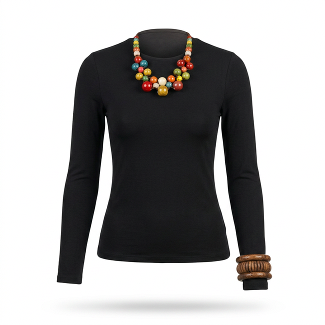 Boho Chic Multilayer Ceramic Necklace - Adjustable Vintage Statement Jewelry Hover Image