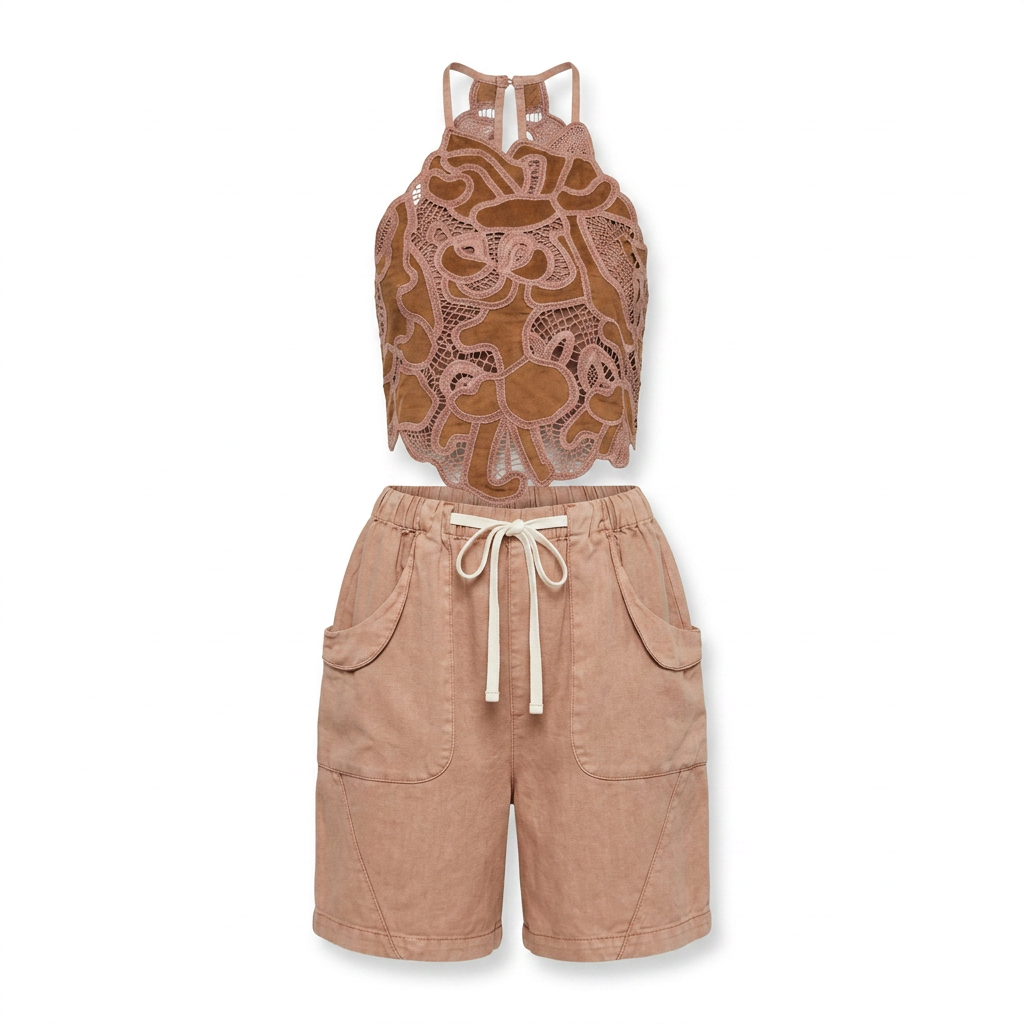 And Now This Women's Faux Suede Halter Top