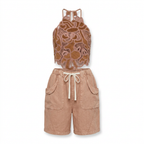 And Now This Women's Faux Suede Halter Top