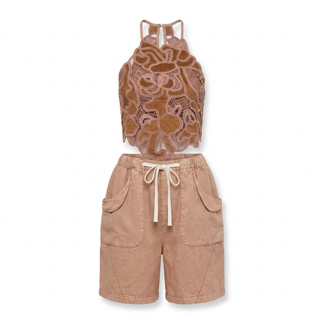 And Now This Women's Faux Suede Halter Top Hover Image