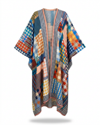 Vibrant Patchwork Kimono Maxi Dress