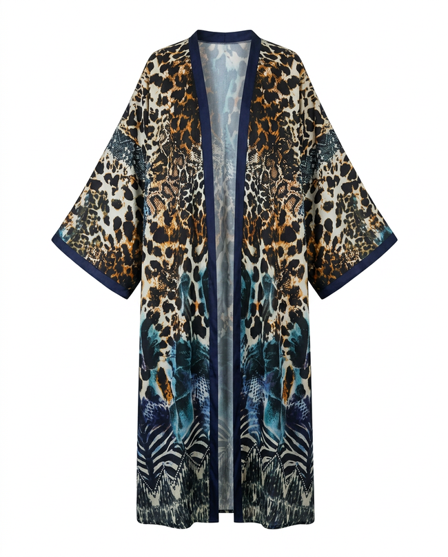 Fierce Leopard Print Boho Kaftan Hover Image