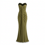Ali Olive Sweetheart Ruched Wrap Maxi Dress