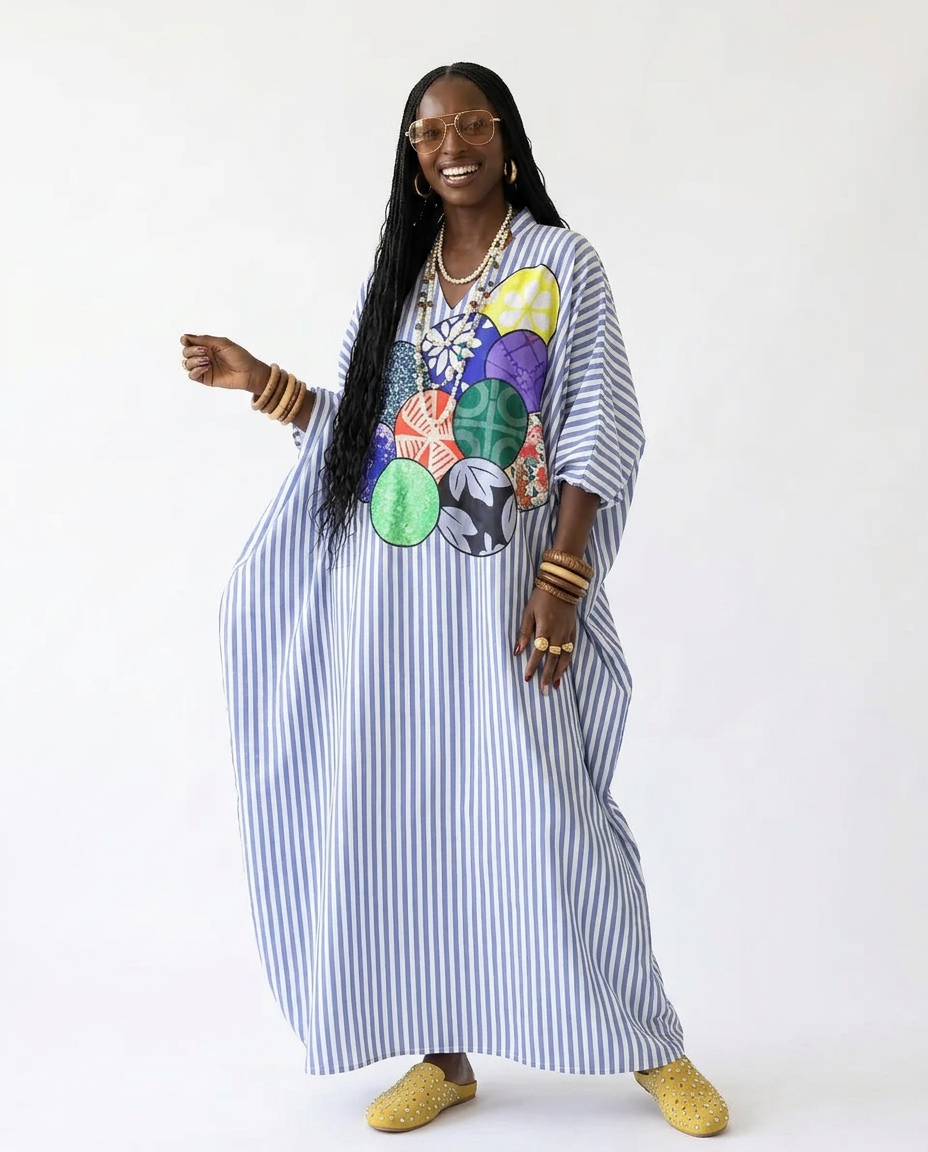 Vibrant Striped Patchwork Maxi Dress