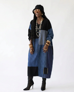 Untamed Patchwork Denim Maxi Dress