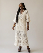 Graceful Crochet Hollow Maxi Dress