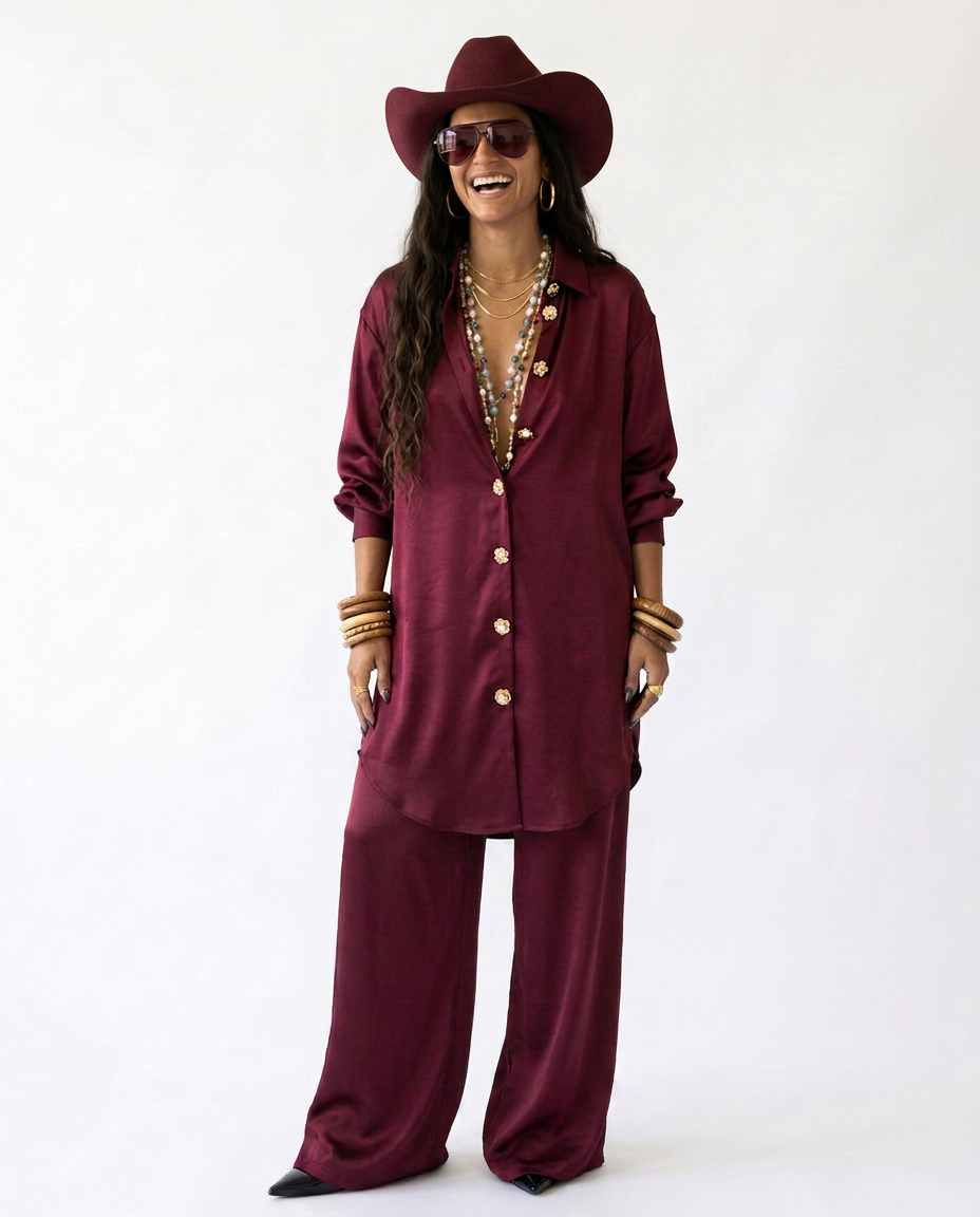 Elegant Loose Solid Two-Piece Set