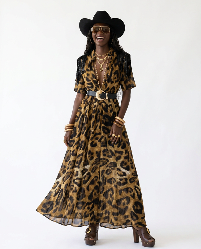 Fierce Leopard Print Maxi Dress Hover Image