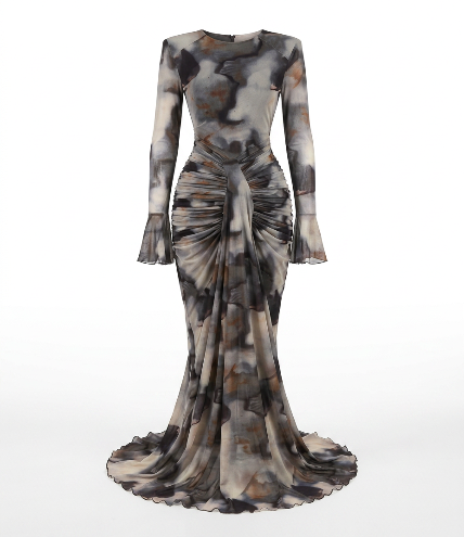 Limitless Printed Ruched Maxi Dress Hover Image