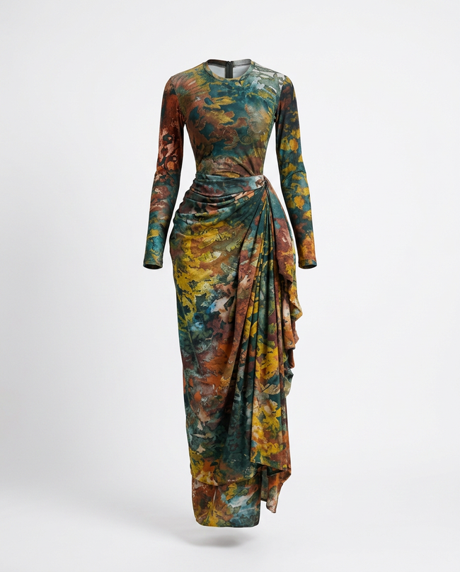 Vibrant Tie Dye Ruched Maxi Dress Hover Image