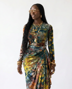 Vibrant Tie Dye Ruched Maxi Dress