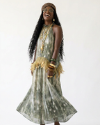 Wild Heart Feather Halter Maxi Dress