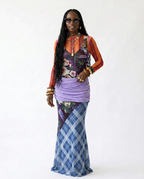 Resilient Plaid Patchwork Mesh Maxi Dress