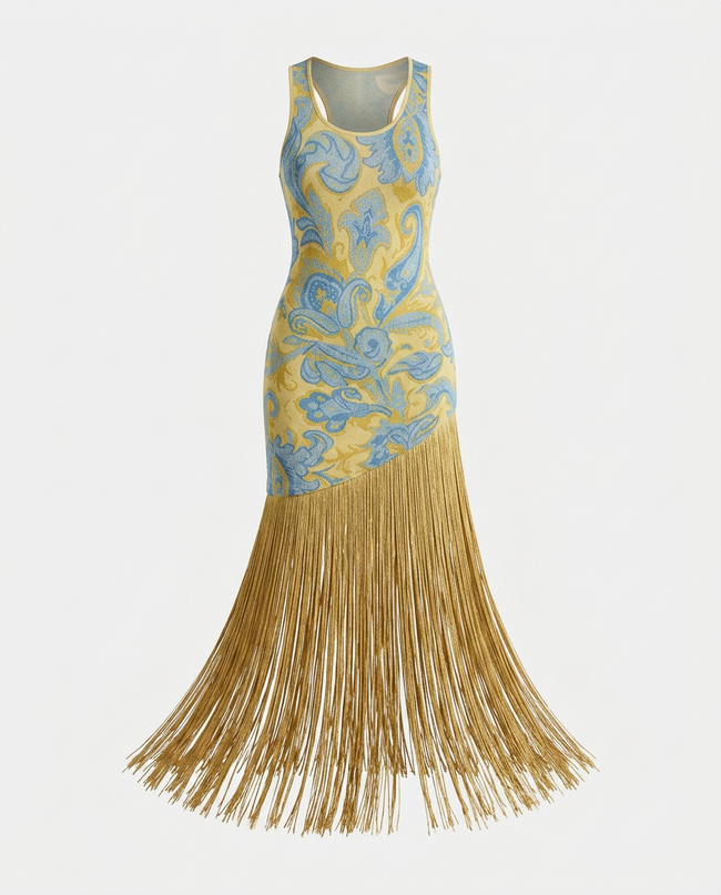 Wild Heart Printed Tassel Maxi Dress Hover Image