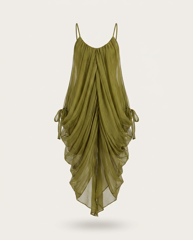 Liberated Sheer Draped Mini Dress Hover Image