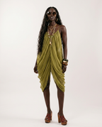 Liberated Sheer Draped Mini Dress