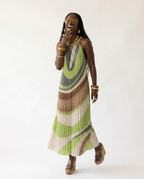 Boundless Pleated Halter Maxi Dress