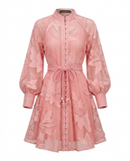 Graceful Floral Hollow A-Line Dress