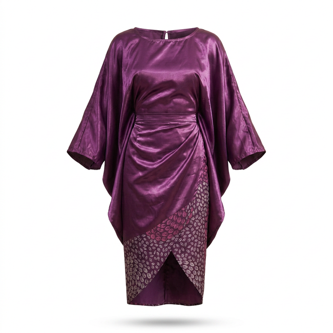 Mba-anu Liquid Mikado & Ankara Silk Boubou Dress Hover Image