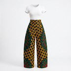 Uwa Ankara Cotton High-Waist Wide-Leg Trousers
