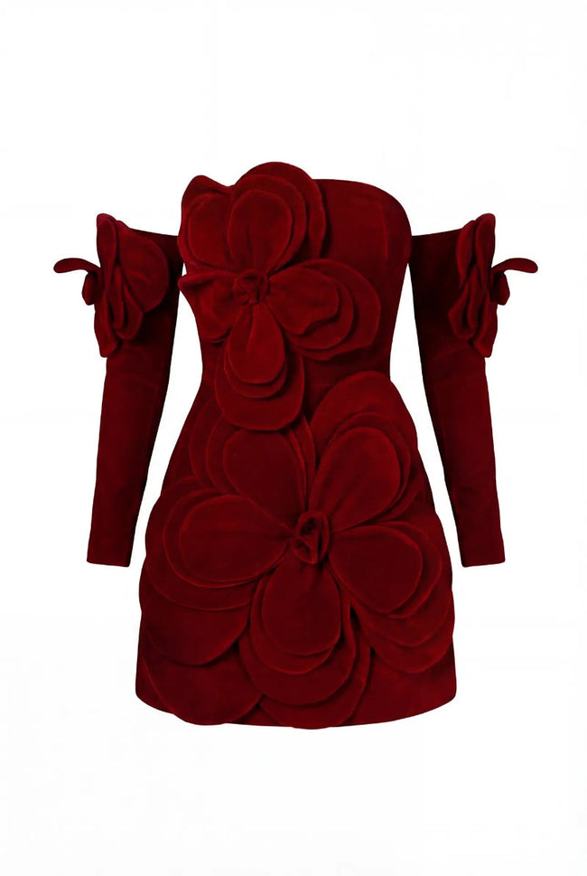 AMORA A-LINE COLD SHOULDER VELVET MINI DRESS | CULT MIA | HAPPY CLOTHING Hover Image