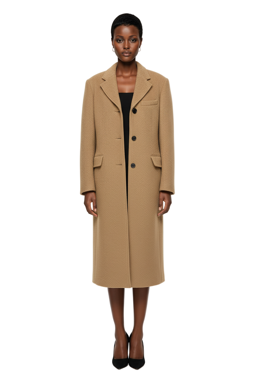 2-Way 3 Button Boucle Wool Coat