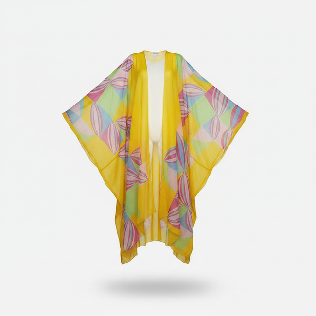 Vibrant Geometric Print Maxi Kimono Hover Image