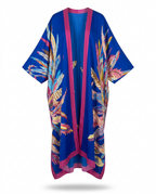 Vibrant Feather Print Kimono
