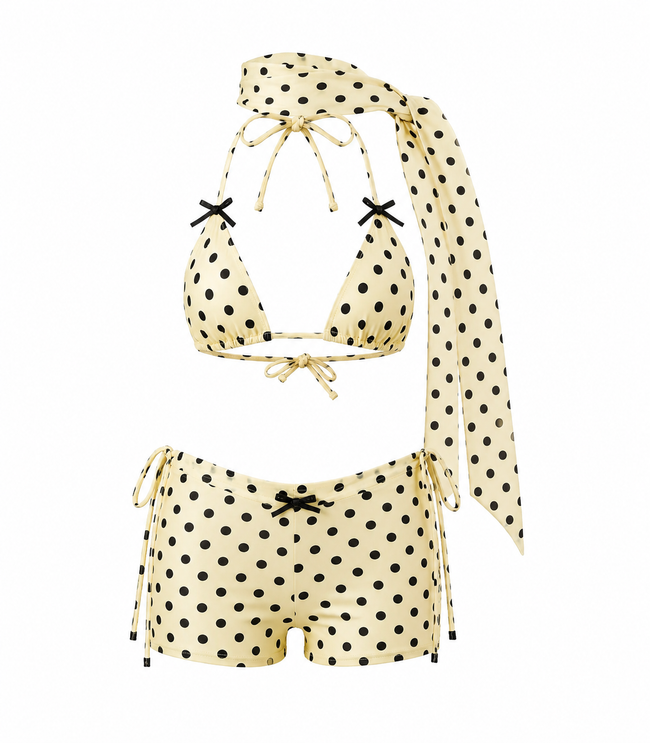 Vibrant Polka Dot Bandeau Bikini Set Hover Image