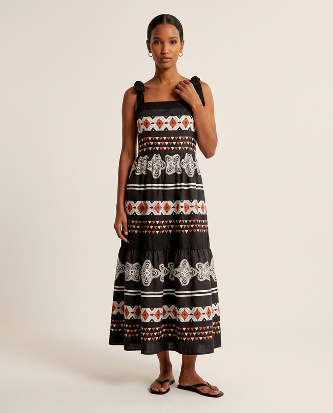 Amara Geometric-Print Maxi Dress Hover Image