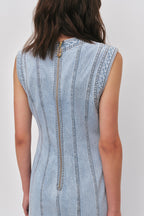 Tia Ruffle Denim Midi Dress