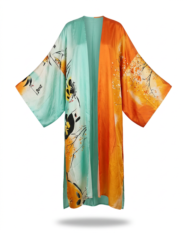 Vibrant Printed Silk Feeling Kaftan Hover Image