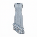 Tia Ruffle Denim Midi Dress
