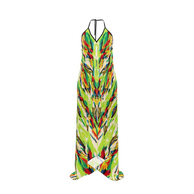Vibrant Printed Halter Maxi Dress