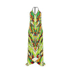 Vibrant Printed Halter Maxi Dress