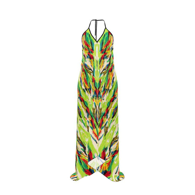 Vibrant Printed Halter Maxi Dress Hover Image
