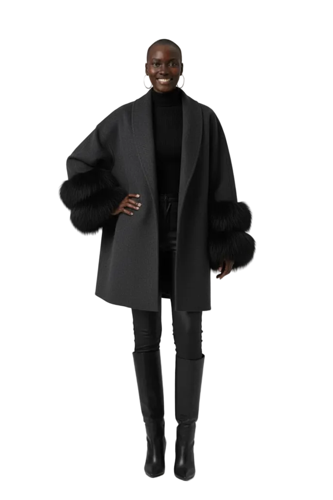 [PRE-ORDER]  Luxe Fur-Cuff Wrap Coat